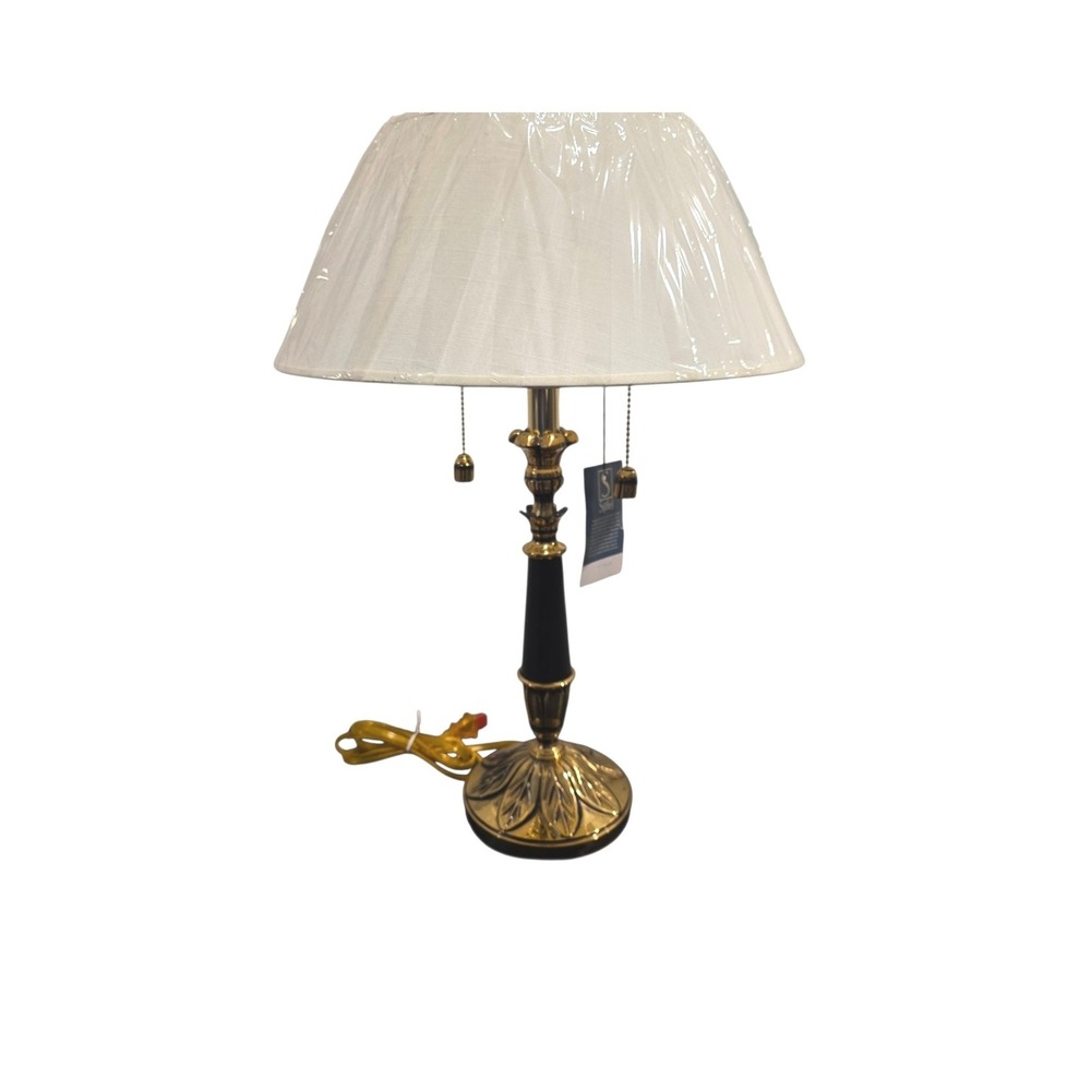 Vintage Stiffel Brass Black Table Lamp Double Pull Chain Home Office Decor NWT